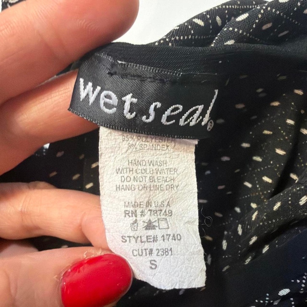 Wet Seal Vintage Y2K Polka Dot Paisley Halter Top Whimsygoth Black Grey Small - Picture 5 of 6